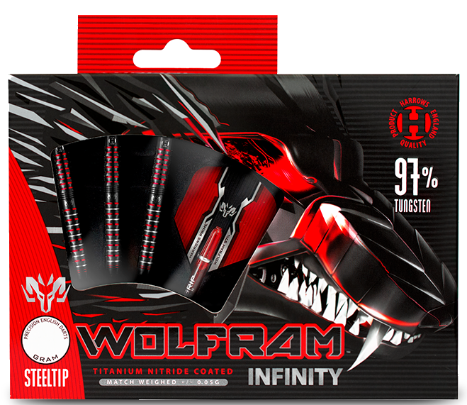 Šípky Harrows-STEELTIP WOLFRAM INFINITY 97% 22 gr.
