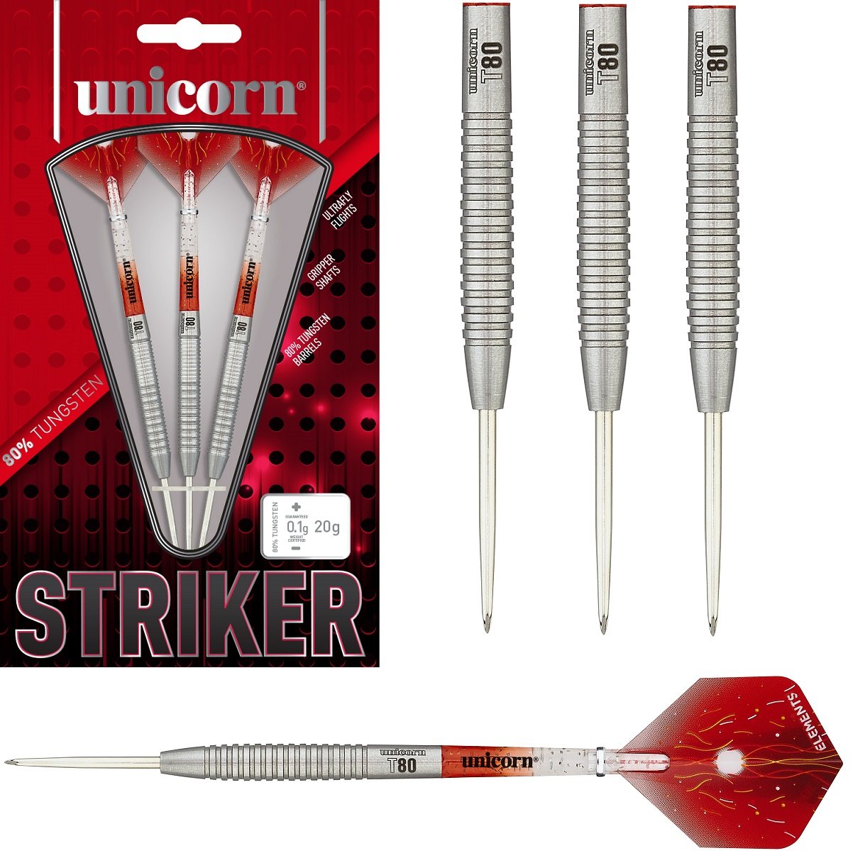 25023- Šipky Unicorn STEEL STRIKER 23 gram 80% TUNGSTEN