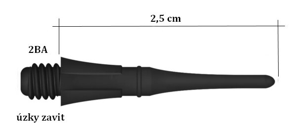 HROTY QUATRO 50 ks - 2,5 cm ÚZKY ZÁVIT ČIERNE