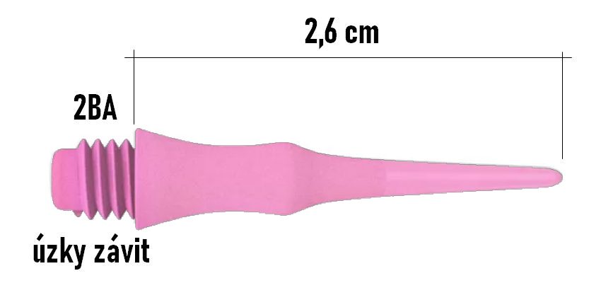 HROTY KITE 50 ks - 2,6 cm ÚZKY ZÁVIT RUŽOVÉ